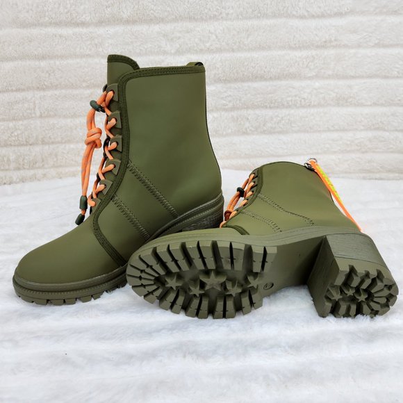 Cape Robbin Stellar Water Resistant Ankle Boots Olive Drab Green - Picture 7 of 8